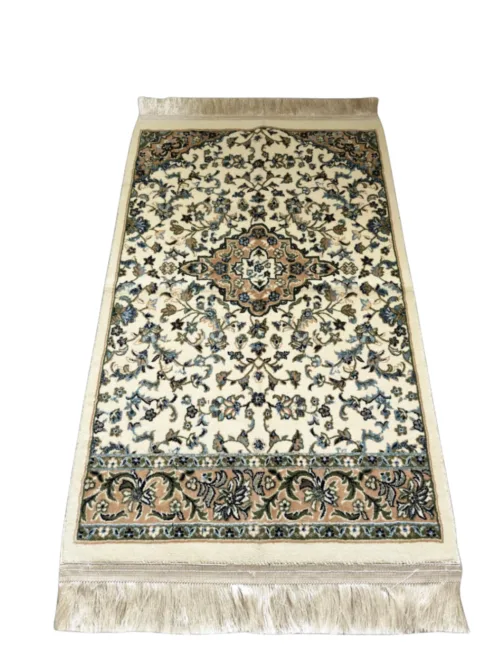 سجادة مستوحى من الحرمين بيج Al Rawdah Ivory Floral Prayer Rug 8mm by Mada Carpets