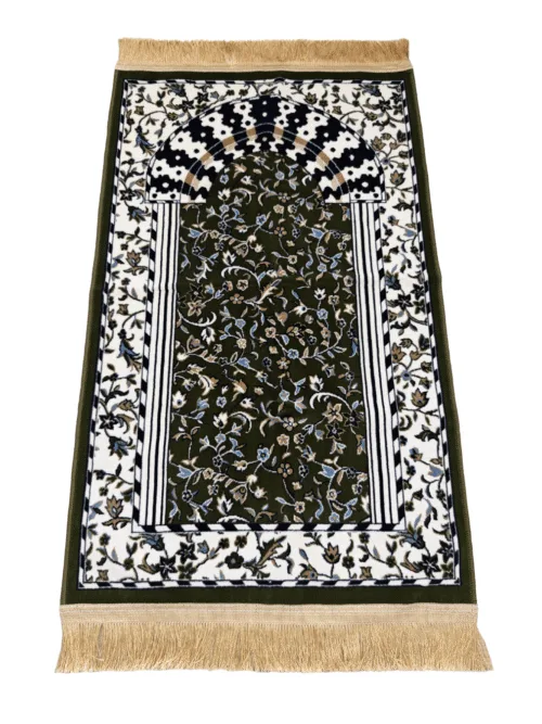 Al Rawdah Prayer Rug Green 4mm Lightweight Islamic Prayer Rug